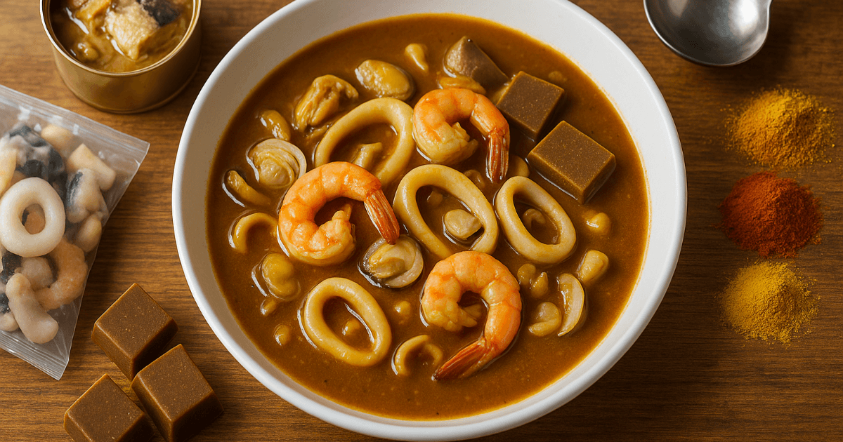 "The Power of 'Why Didn't I Think of That!' - An Innovative Recipe from the 'Bun Formula': A Budget-Friendly Seafood Curry Made with Canned and Frozen Ingredients"