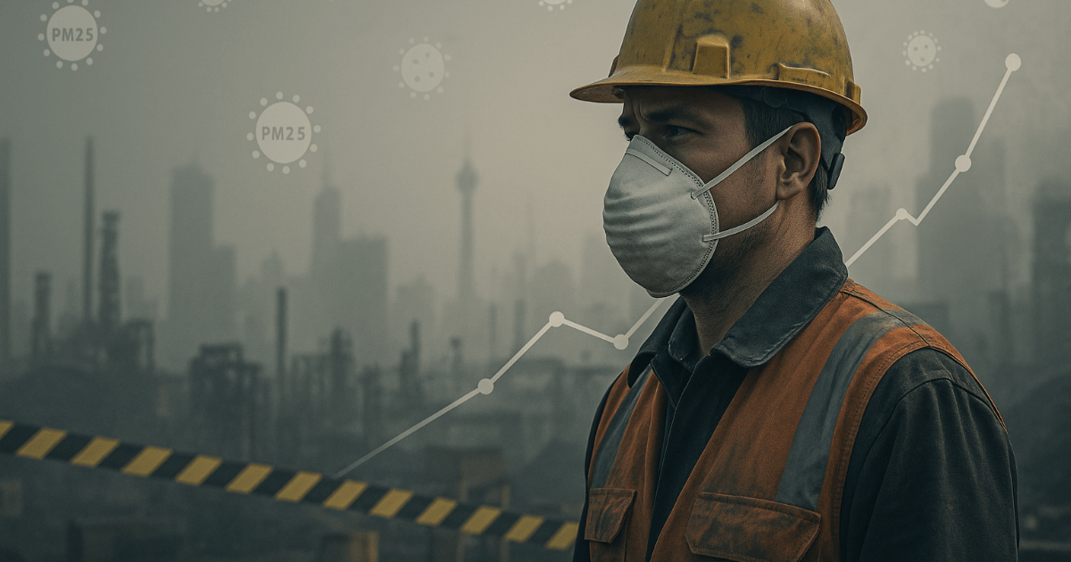 Welche Auswirkungen hat die Luftverschmutzung auf die Sicherheit am Arbeitsplatz? Ein Anstieg von PM2.5 auf das Doppelte führt zu einem sprunghaften Anstieg von Arbeitsunfällen – eine neue Erkenntnis.
