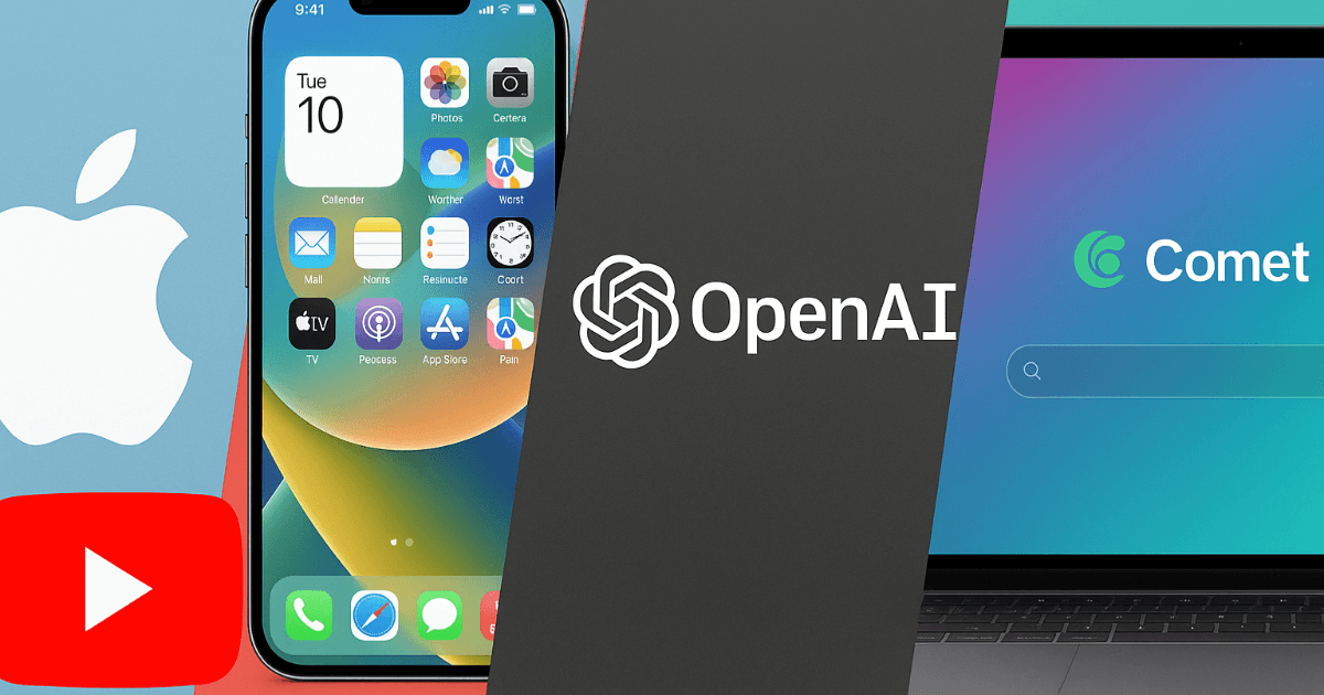 本周科技综述：iOS 26.0.1发布、YouTube Premium Lite扩展、OpenAI发布「Sora 2」、Comet AI浏览器免费化