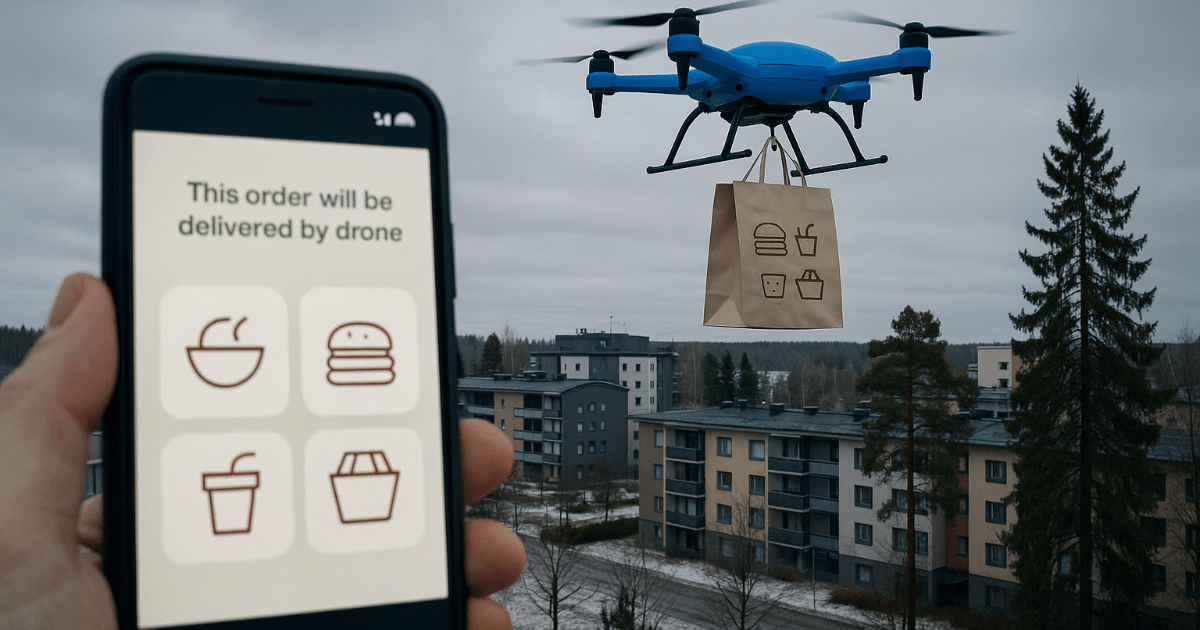 Le choc du coût de livraison à 1 euro : Expérimentation de la "livraison aérienne" en Finlande - L'avenir du dernier kilomètre imaginé par Wolt×Manna×Huuva